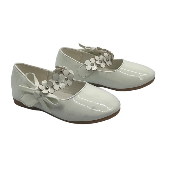 AIDIQISEHUA White Patent Floral Hook & Loop Mary Jane Shoes Size 22 Toddler - Picture 1 of 10